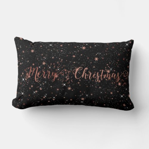 Rose Gol Pink Sky Stars Galaxy Merry Christmas Lumbar Pillow