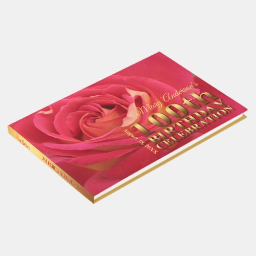 Rose Gold 100th Birthday Celebration Name HCGB Guest Book
