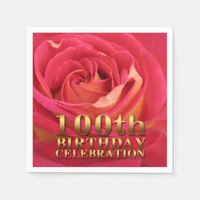 Rose Gold 100th Birthday Celebration Party PN Napkins (Front)