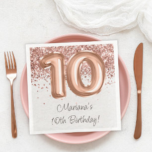 Rose Gold 10th Birthday Party Paper Dinner Napkins