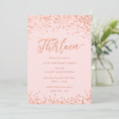 Rose Gold 13th Birthday Party Invitation Faux Foil (Standing Front)