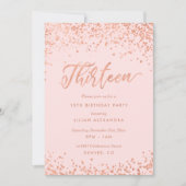 Rose Gold 13th Birthday Party Invitation Faux Foil (Front)