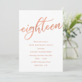 Rose Gold 18th Birthday Invitation | Faux Foil (Standing Front)