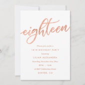 Rose Gold 18th Birthday Invitation | Faux Foil (Front)