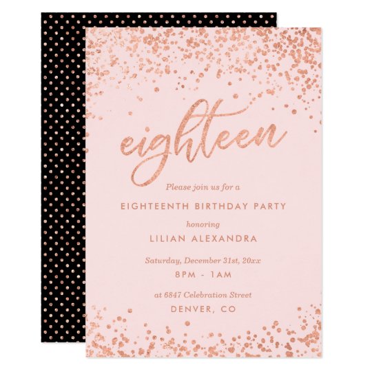 Rose Gold 18th Birthday Invitation | Faux Foil | Zazzle.com