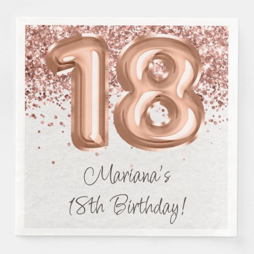  Rose Gold 18th Birthday Party Paper Dinner Napkins