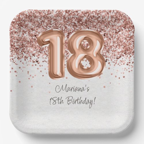  Rose Gold 18th Birthday Party Paper Plates