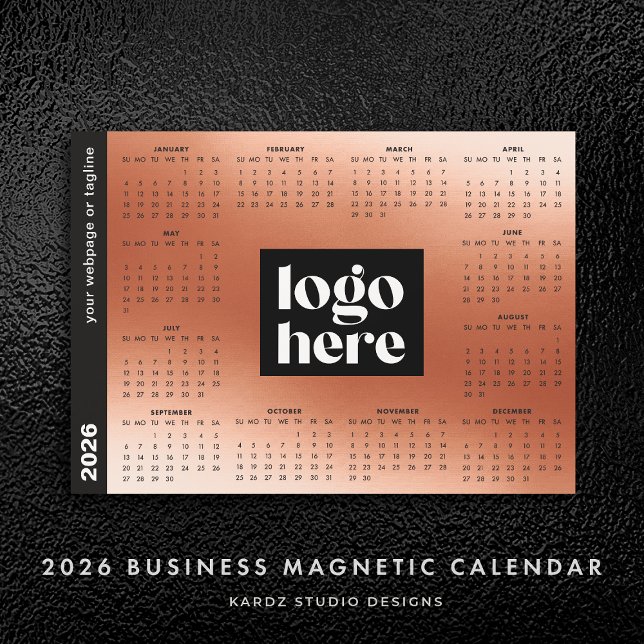 Rose Gold 2026 Business Logo Magnetic Calendar (Creator Uploaded)