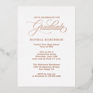 Rose Gold 2026 Elegant Modern Graduation Party Foil Invitation