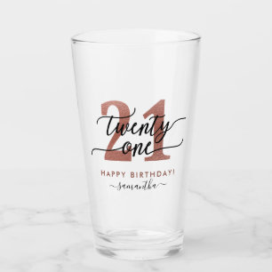 Rose Gold 21st Birthday Glass
