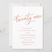 Rose Gold 21st Birthday Invitations Girl Faux Foil (Front)