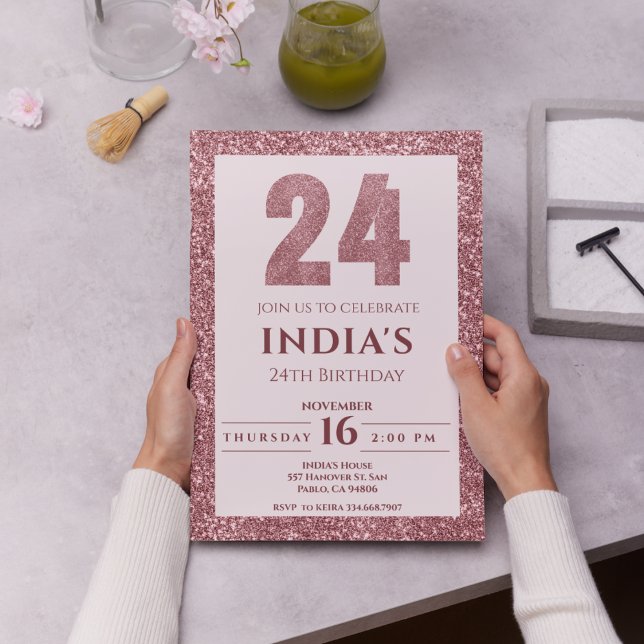 rose gold 24th birthday invitation (Creator Uploaded)