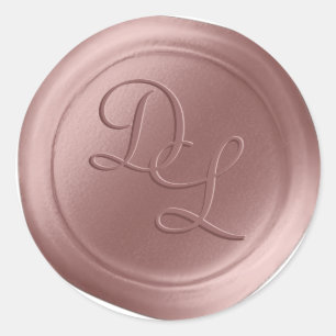 Rose Gold 2 Letter Monogram Wax Seal Stickers