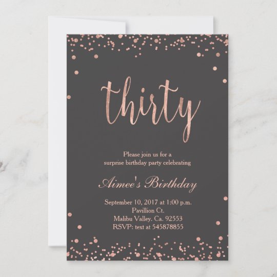 Rose Gold 30th Birthday Invitation | Zazzle.com