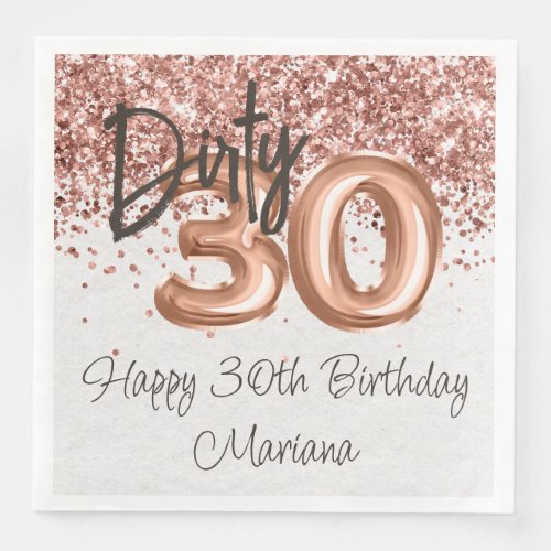  Rose Gold 30th Birthday Party Paper Dinner Napkins