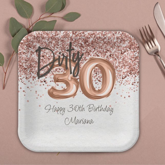  Rose Gold 30th Birthday Party Paper Plates (Creator Uploaded)