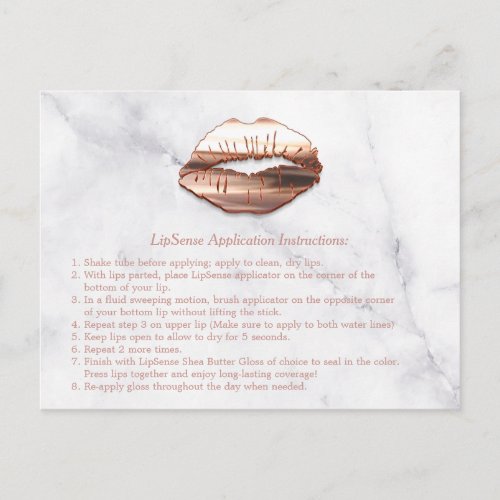 Rose Gold 3D Lips Marble Makeup Instruction Tips Postcard