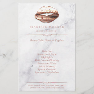 Rose Gold 3D Lips Marble Texture Beauty Salon Flyer