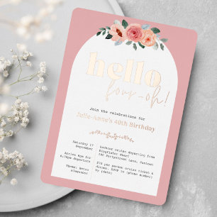 Rose gold 40th Birthday glam floral Foil Invitation