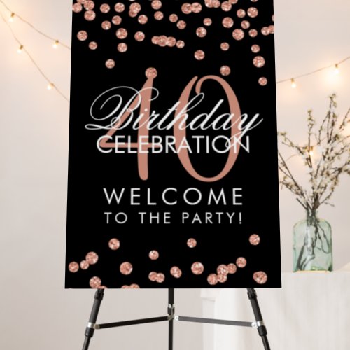 Rose Gold 40th Birthday Glitter Confetti Black Foam Board