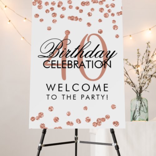 Rose Gold 40th Birthday Party Glitter Confetti  Foam Board