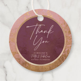 Rose Gold 40th Birthday Party Thank You Favor Tags