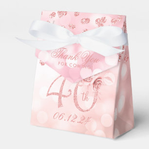 Rose Gold 40th Birthday Thank You Floral Lights Favor Boxes