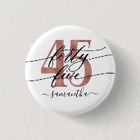 Rose Gold 45th Birthday Button