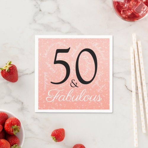 Rose Gold 50 And Fabulous Birthday Elegant Glitter Napkins