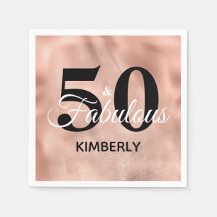 Rose Gold 50 and Fabulous Glam Birthday Party Napkins