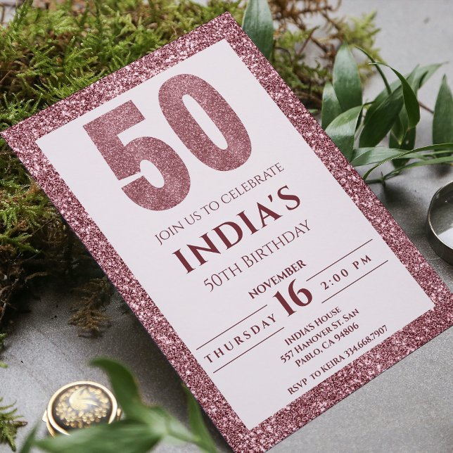 Rose Gold 50th birthday Invitation (Creator Uploaded)