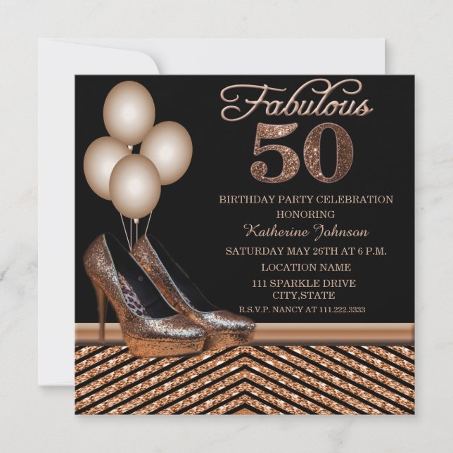 Rose Gold 50th Birthday Party Invitatio Invitation (Front)