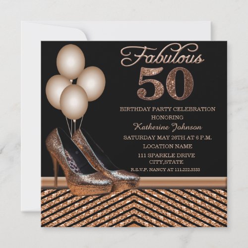 Rose Gold 50th Birthday Party Invitatio Invitation