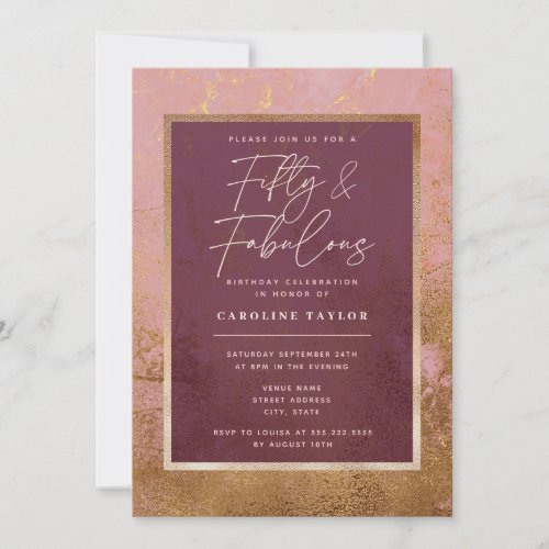 Rose Gold 50th Birthday Party Invitation