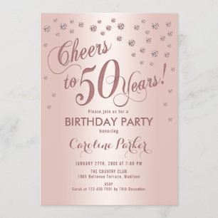 Rose Gold 50th Birthday Party Invitation