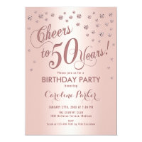 Rose Gold 50th Birthday Party Invitation