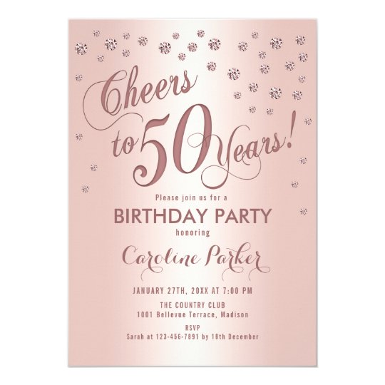 Rose Gold 50th Birthday Party Invitation | Zazzle.com