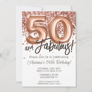 Rose Gold 50th Birthday Party Invitation