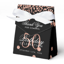 Rose Gold 50th Birthday Thank You Confetti Black Favor Boxes