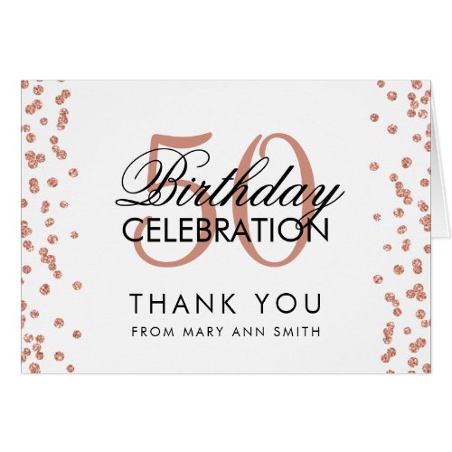 Rose Gold 50th Birthday Thank you Glitter Confetti