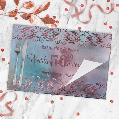 Rose Gold 50th Wedding Anniversary Paper Placemat