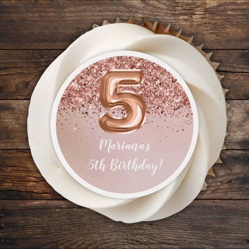 Rose Gold 5th Birthday Party Edible Frosting Rounds