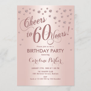 Rose Gold 60th Birthday Party Invitation