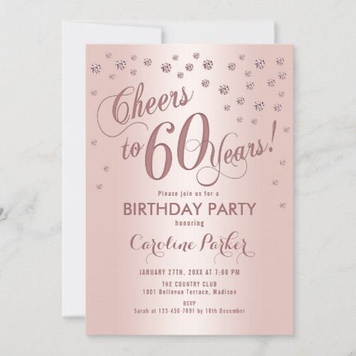 Rose Gold 60th Birthday Party Invitation