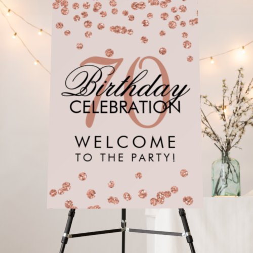 Rose Gold 70th Birthday Glitter Confetti Blush  Foam Board