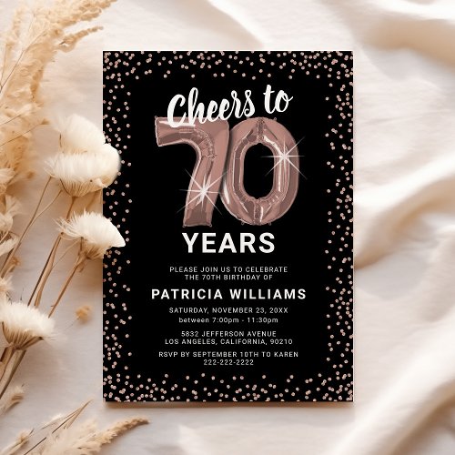 Rose Gold 70th Birthday Invitation