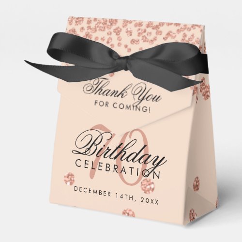 Rose Gold 70th Birthday Thank You Confetti Blush Favor Boxes