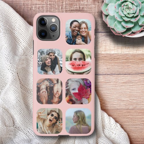 Rose Gold 7 Photo Square Template Collage iPhone 11Pro Max Case