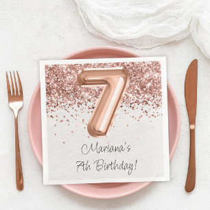 Rose Gold 7th Birthday Party Paper Dinner Napkins
