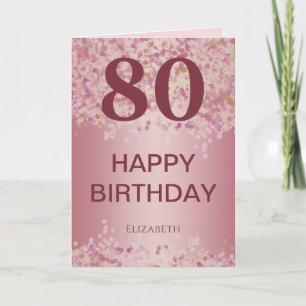 Rose Gold 80 Birthday Card